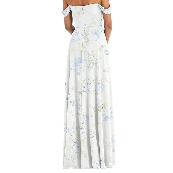 Off-the-Shoulder Draped Neckline Maxi Dress....TH065...Bleu Garden....Size 10 - Picture 4 of 9